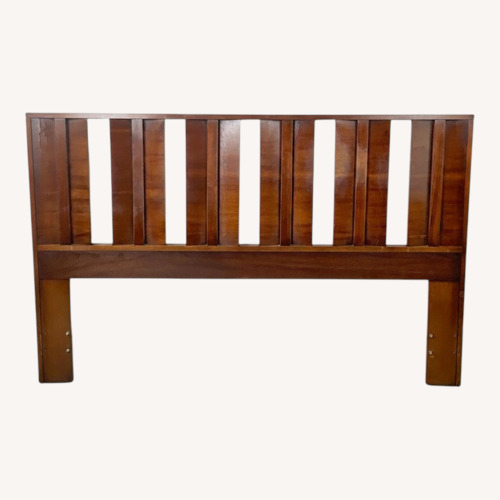 Used Mid-Century Walnut Vertical Slat Headboard- 60 in for sale on AptDeco