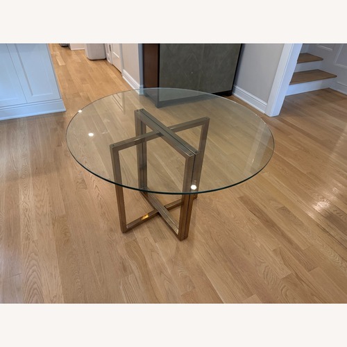 Used CB2 Silverado 47" Round Brass Dining Table for sale on AptDeco