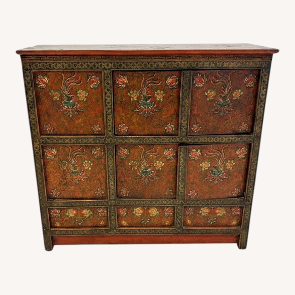 Image of Tibetan-style Cabinet With Floral And Bird Motifs