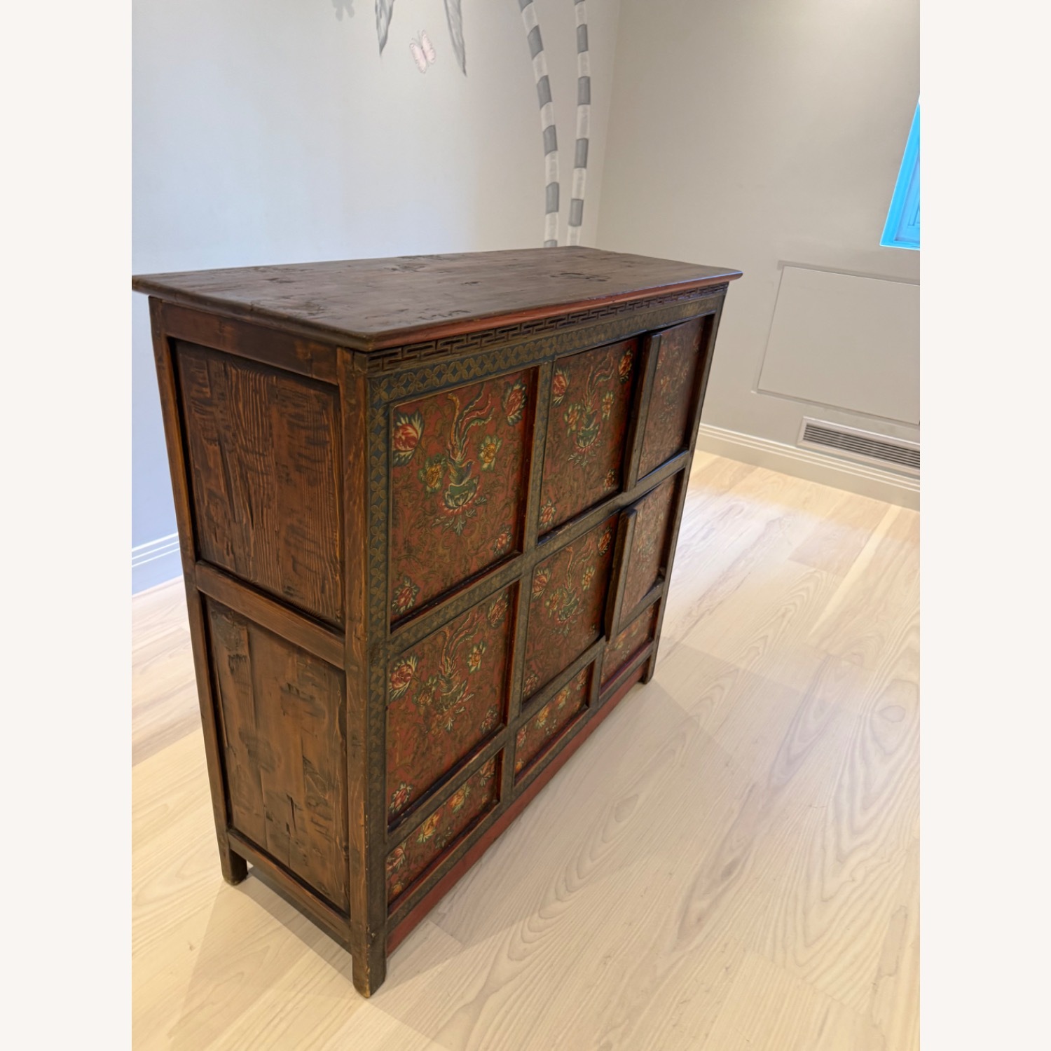 Tibetan-Style Cabinet with Floral and Bird Motifs - image-4