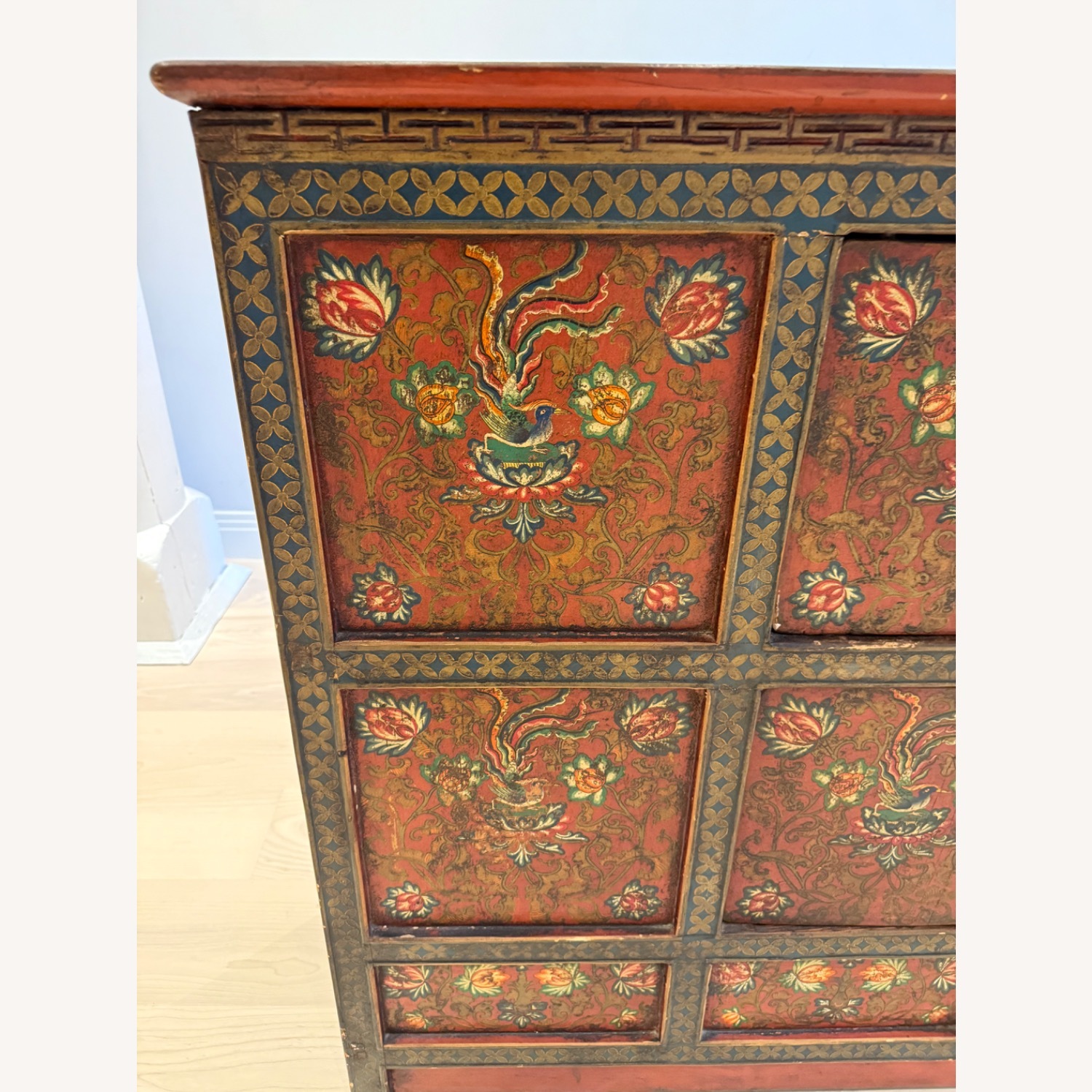 Tibetan-Style Cabinet with Floral and Bird Motifs - image-5