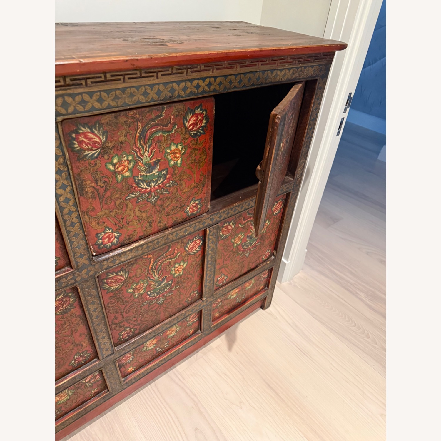 Tibetan-Style Cabinet with Floral and Bird Motifs - image-2