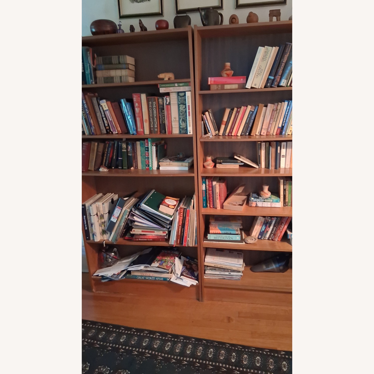 Vintage/Antique Light Brown Wood Bookcase - image-1