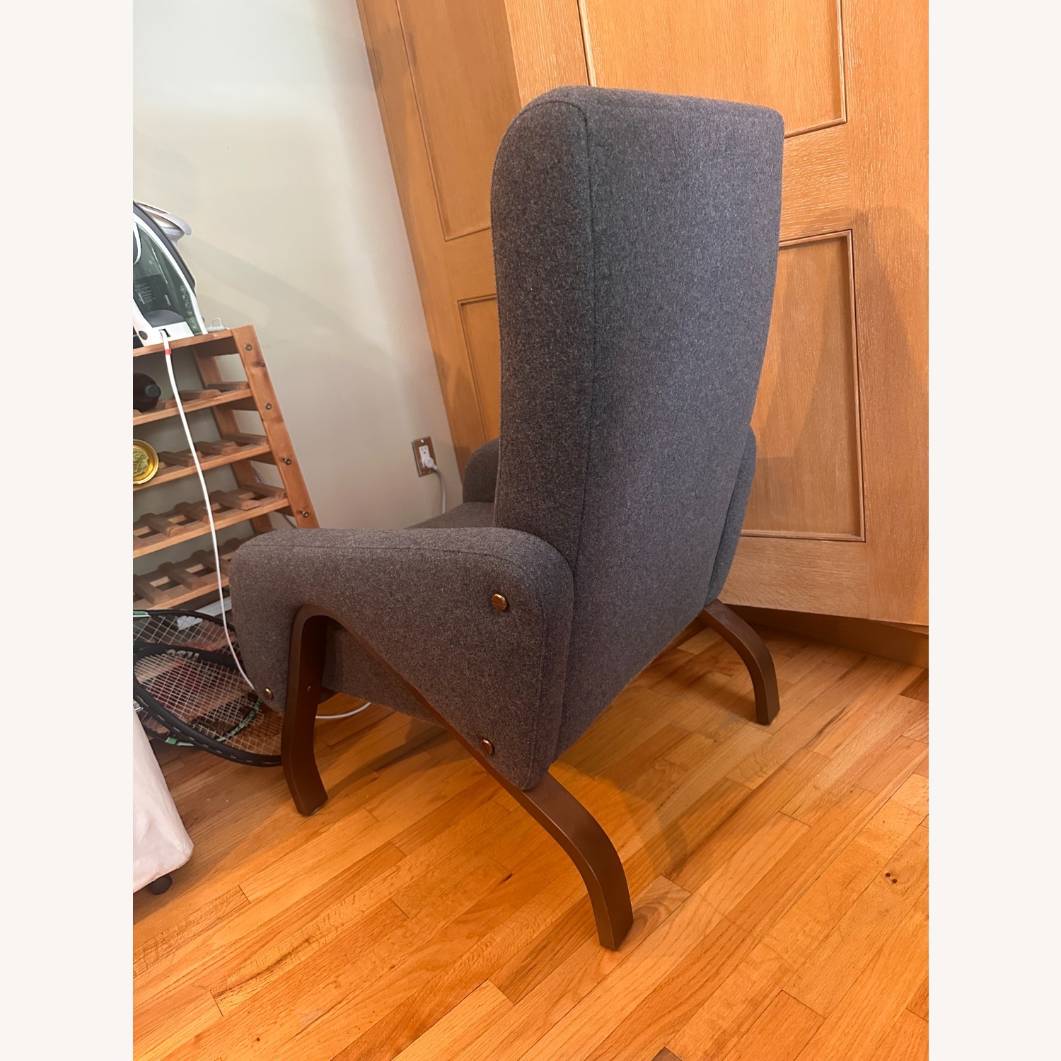 Dark Gray Upholstered Accent Chair - image-4