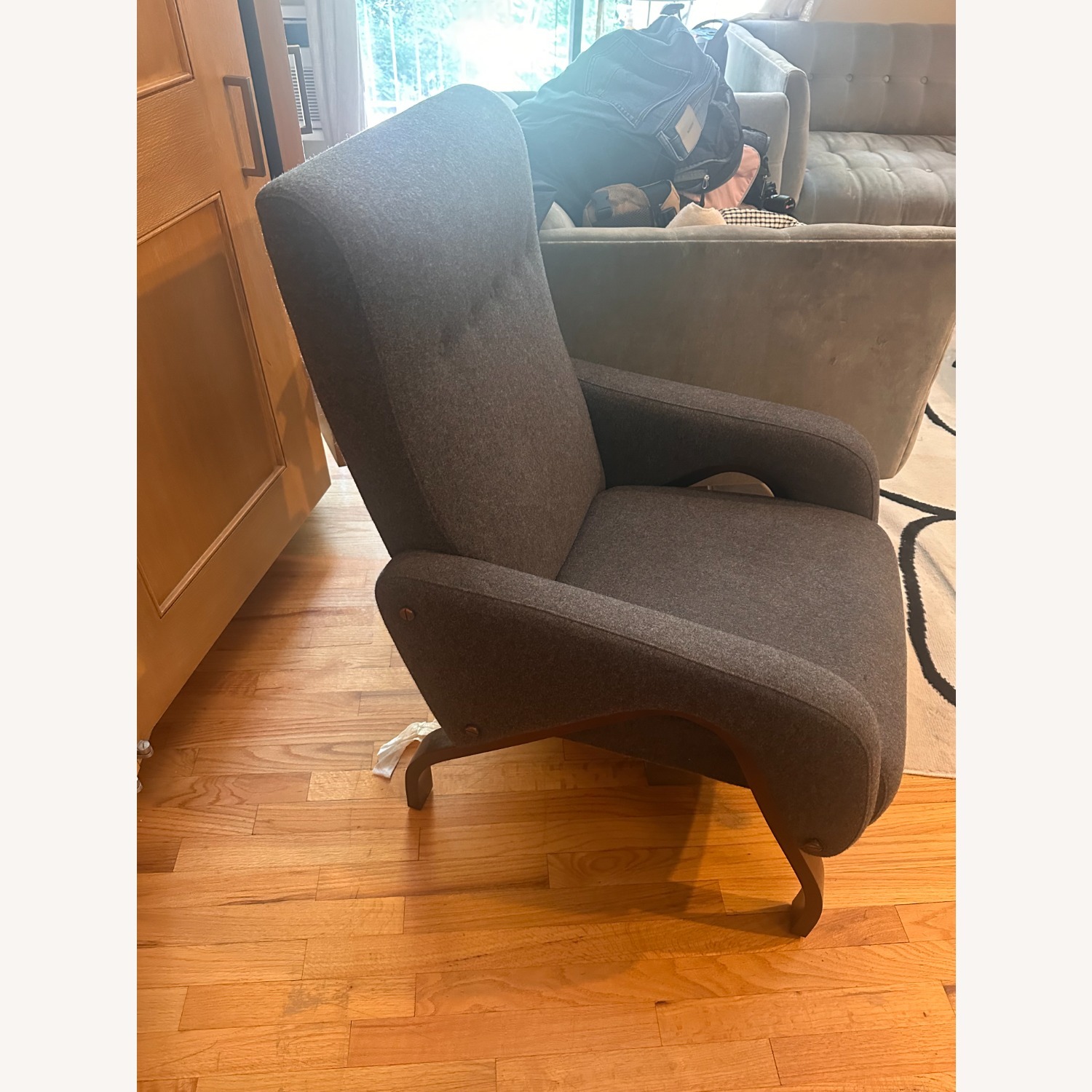 Dark Gray Upholstered Accent Chair - image-2