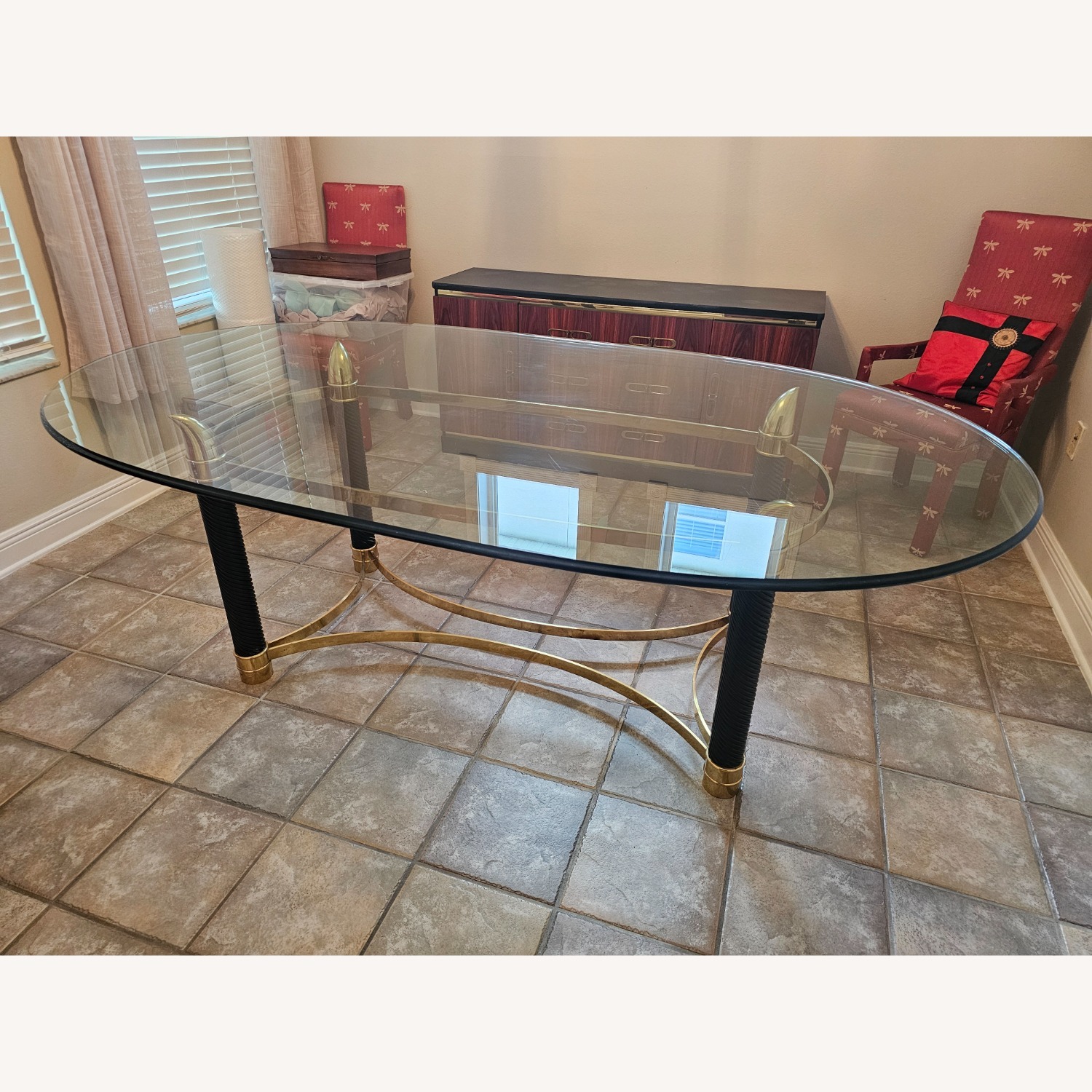Vintage/Antique Glass Dining Table - image-1