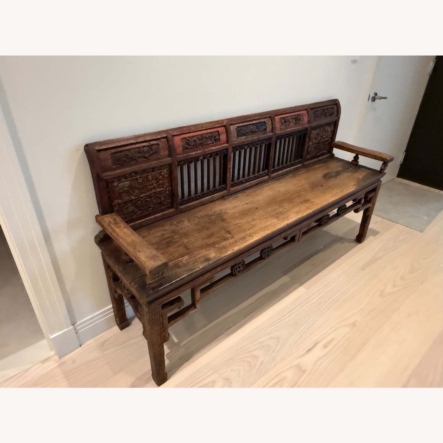 Chinese Carved Wood Bench - image-2