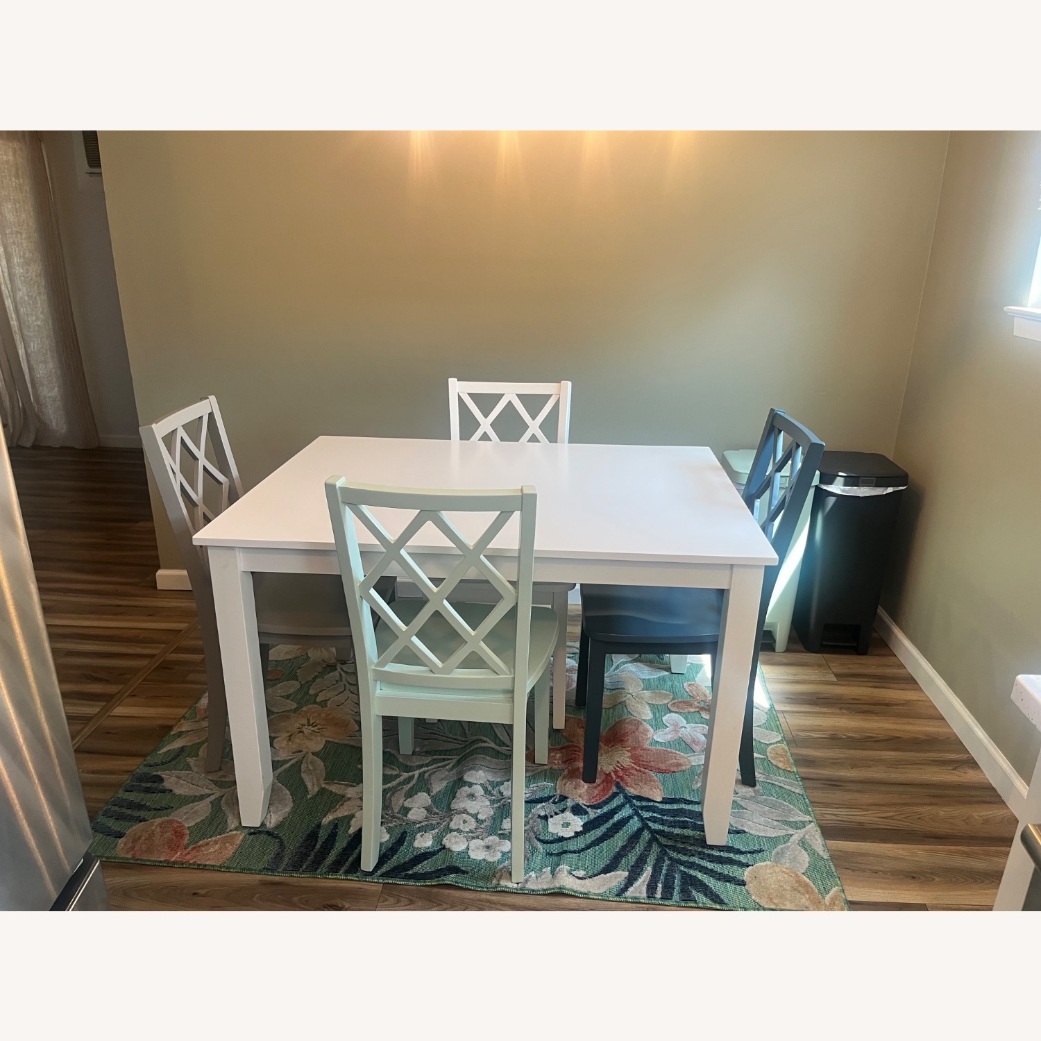 White Table with 4 Colorful Chairs - image-2