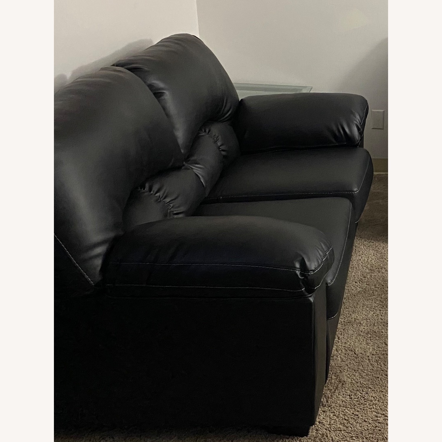 Black Leather 2 Seater Sofa - image-2