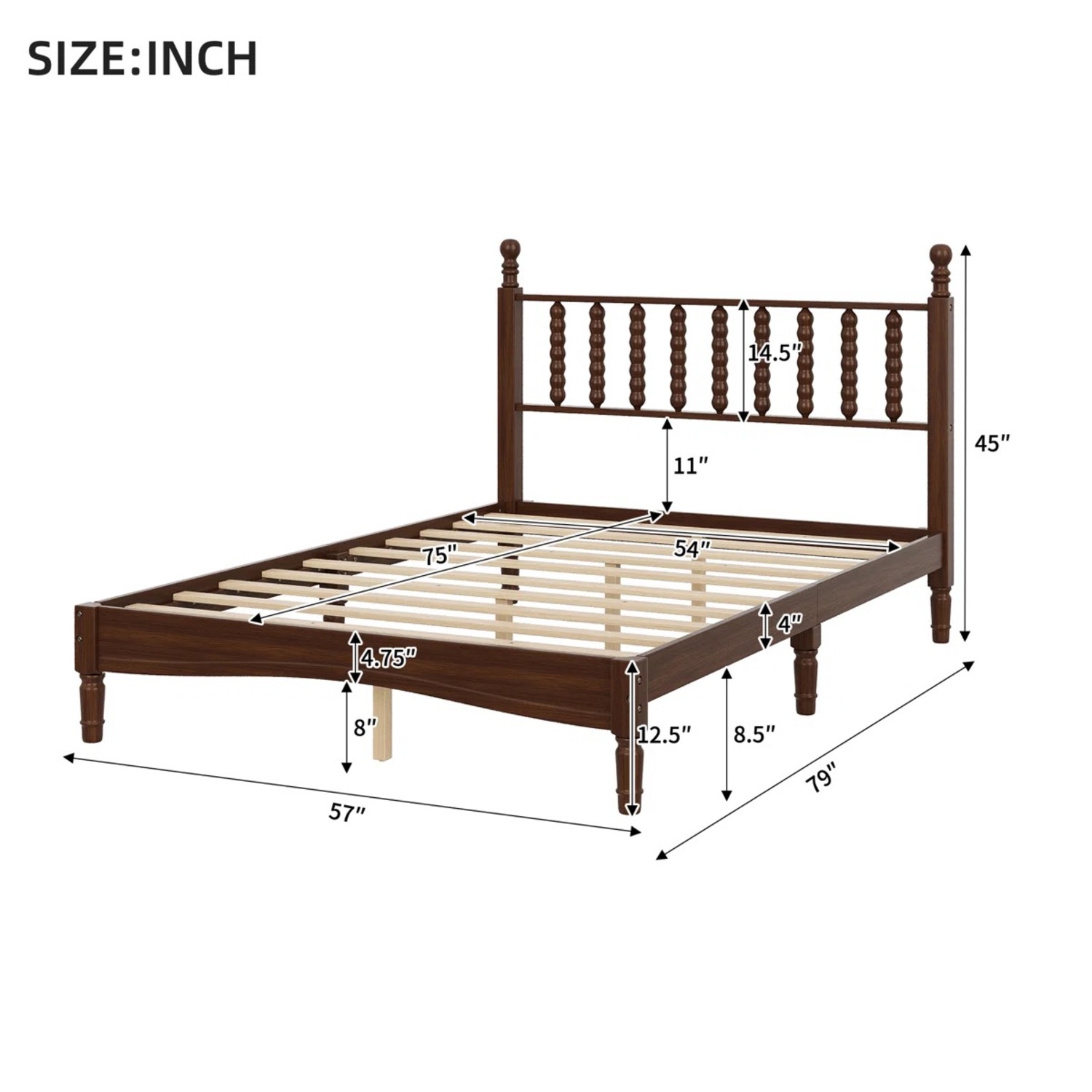 Alcott Hill Dark Brown Wood Full Bed - image-5