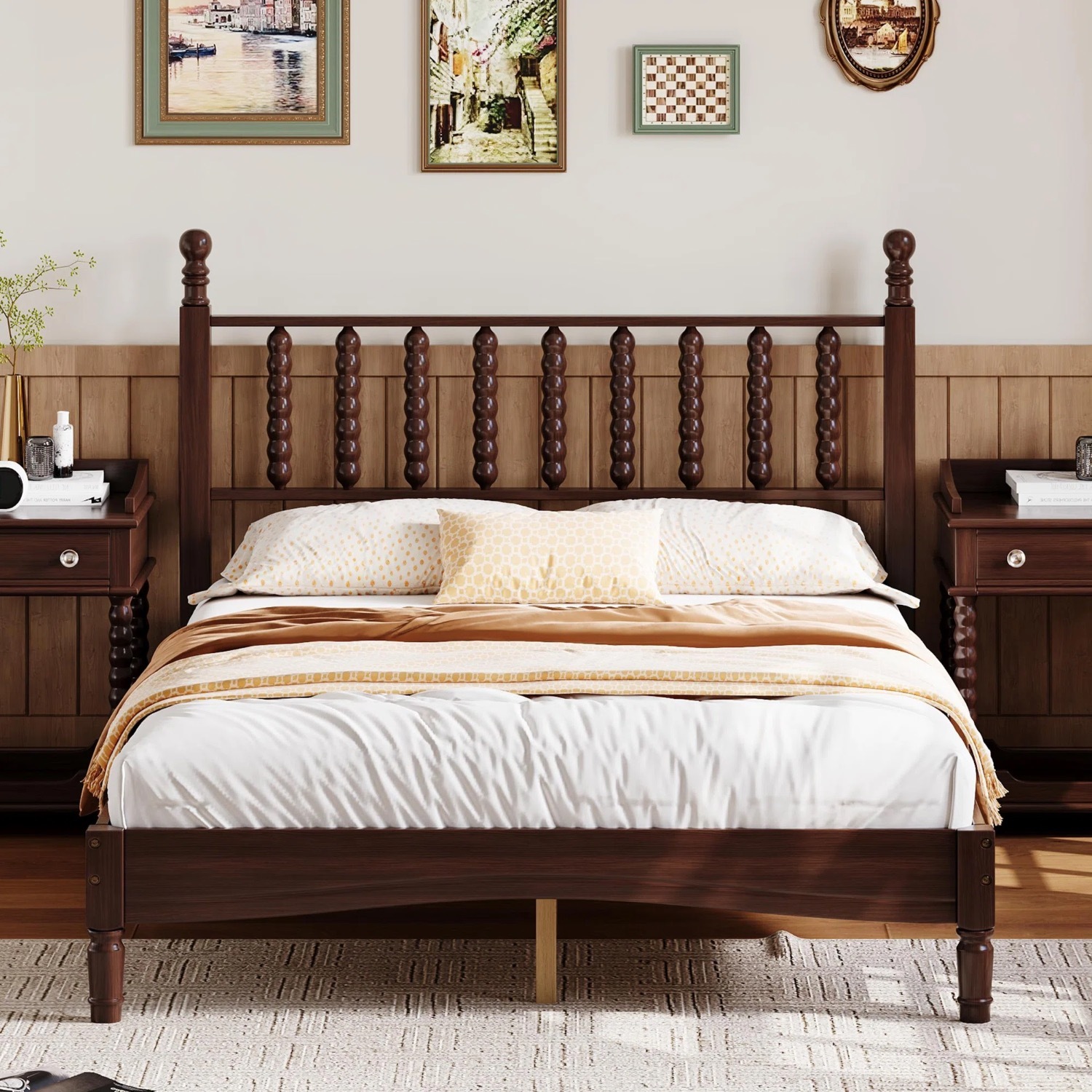 Alcott Hill Dark Brown Wood Full Bed - image-4