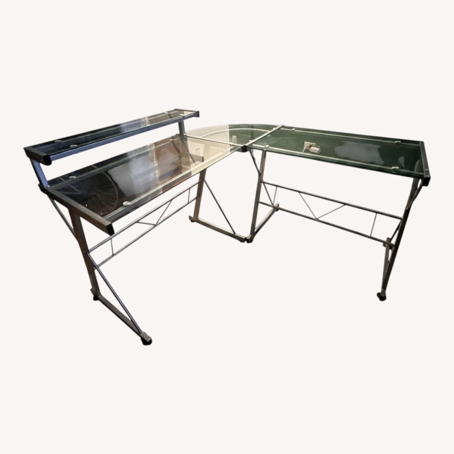 L-Shaped Glass Desk - image-0