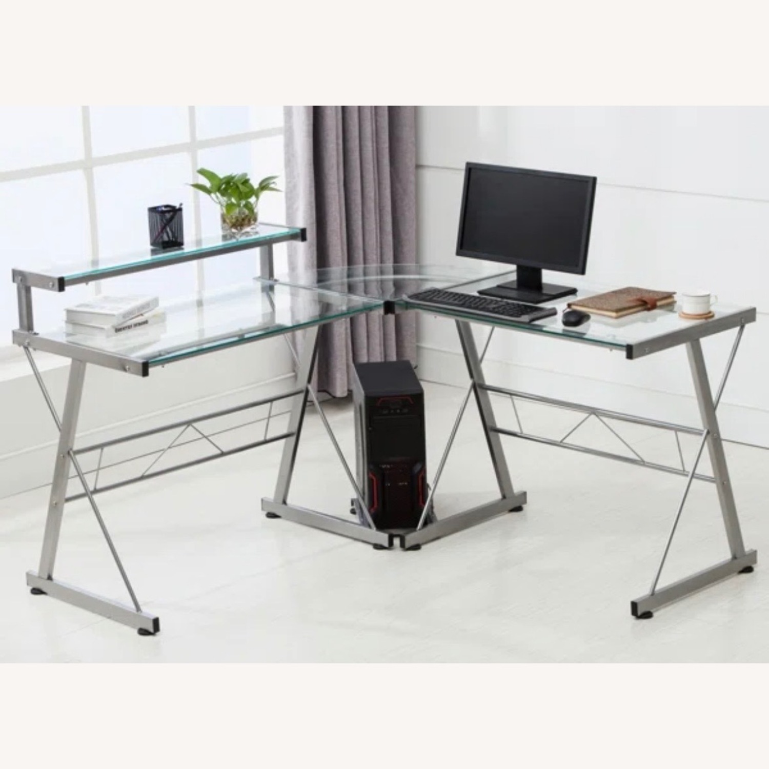 L-Shaped Glass Desk - image-8