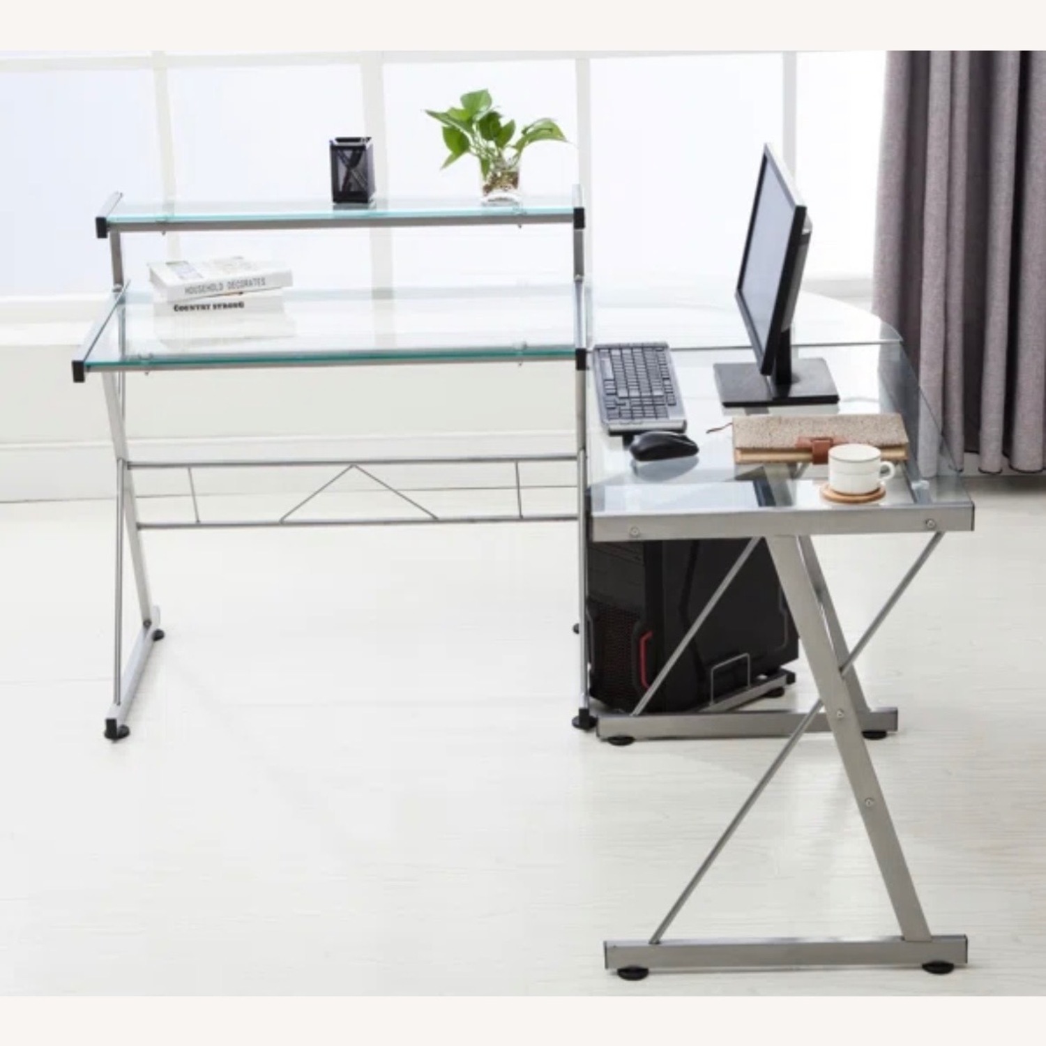L-Shaped Glass Desk - image-11