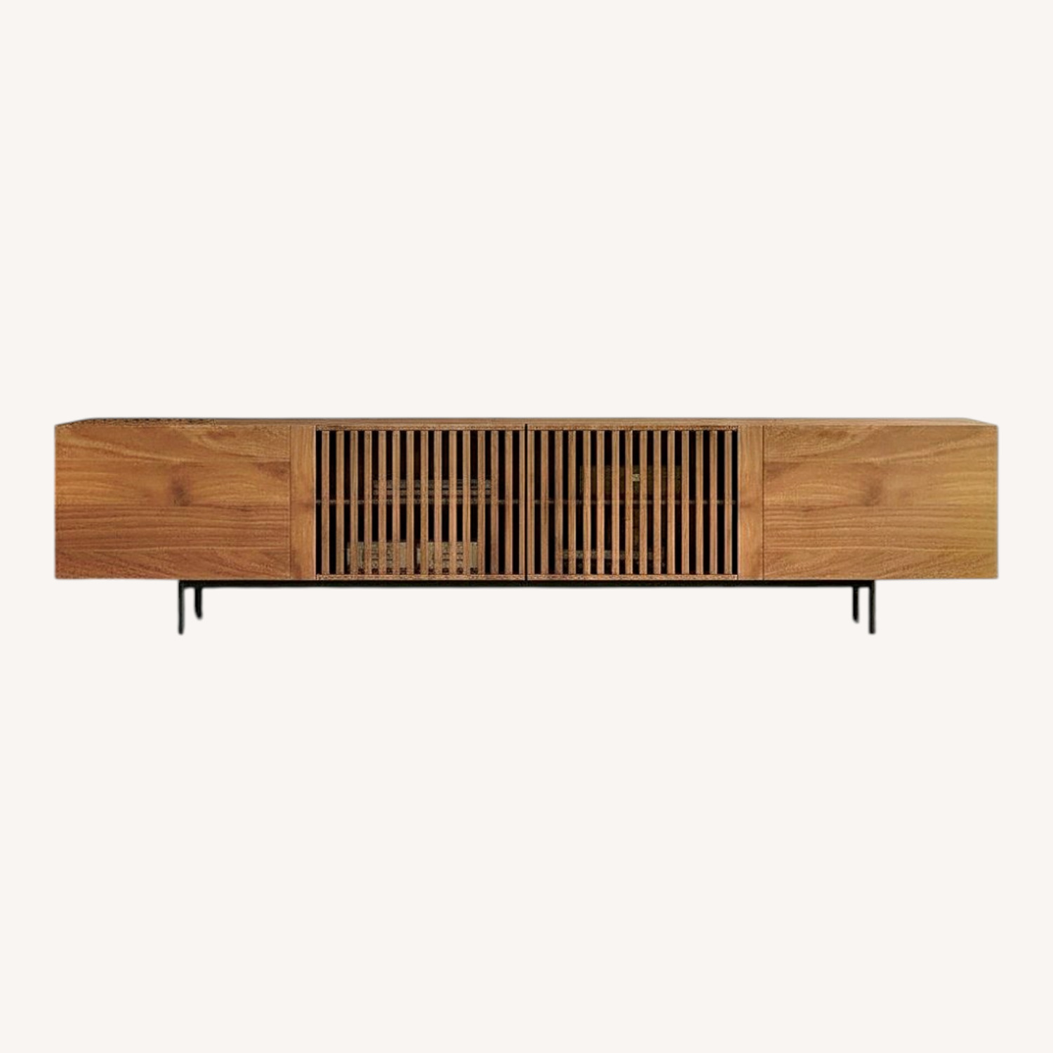 Mid-Century Modern TV Stand with Storage Cabinets - image-0