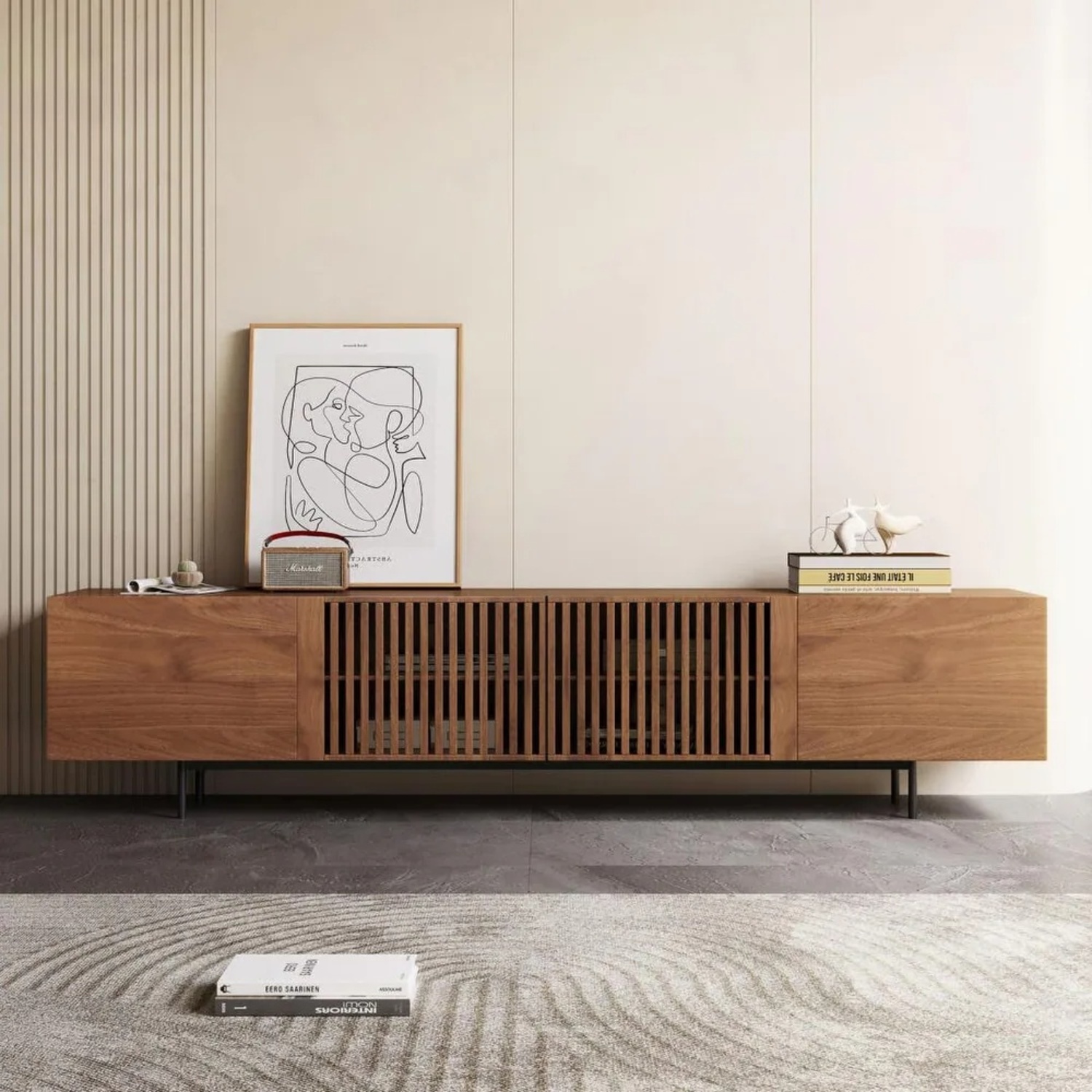 Mid-Century Modern TV Stand with Storage Cabinets - image-4