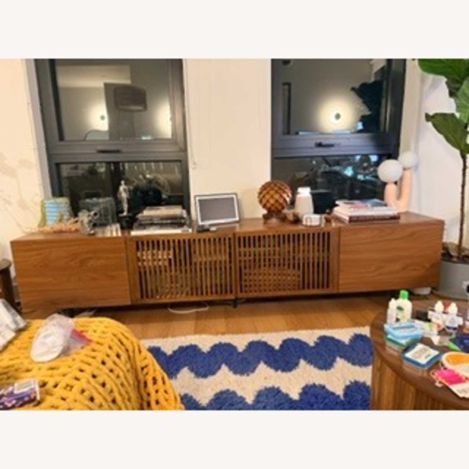 Mid-Century Modern TV Stand with Storage Cabinets - image-1