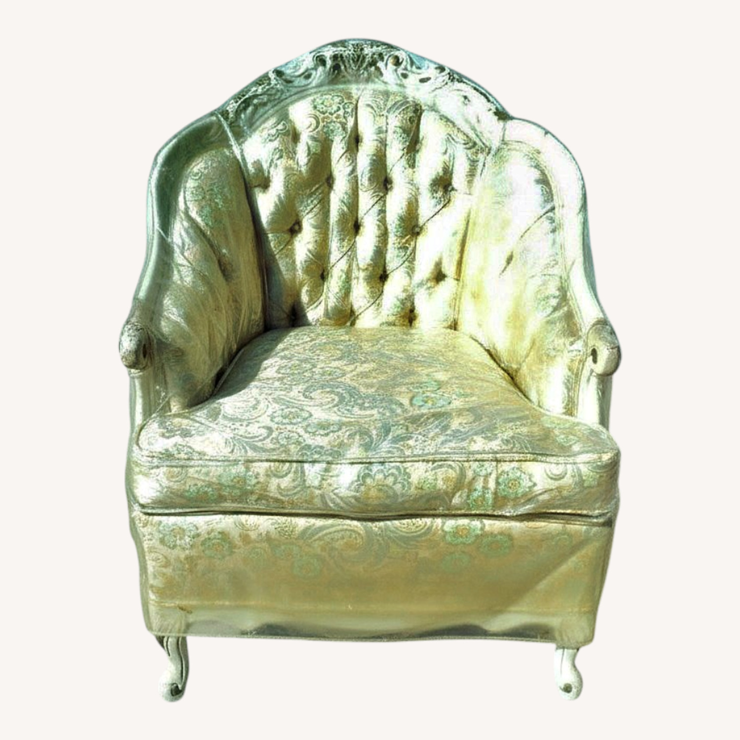 1970 French Provincial Cream/Gold Floating Chair - image-12