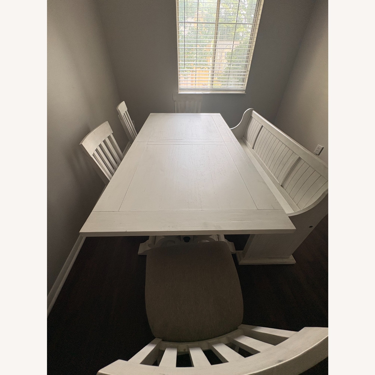 White Wooden Dining Set - Extendable Table - image-3