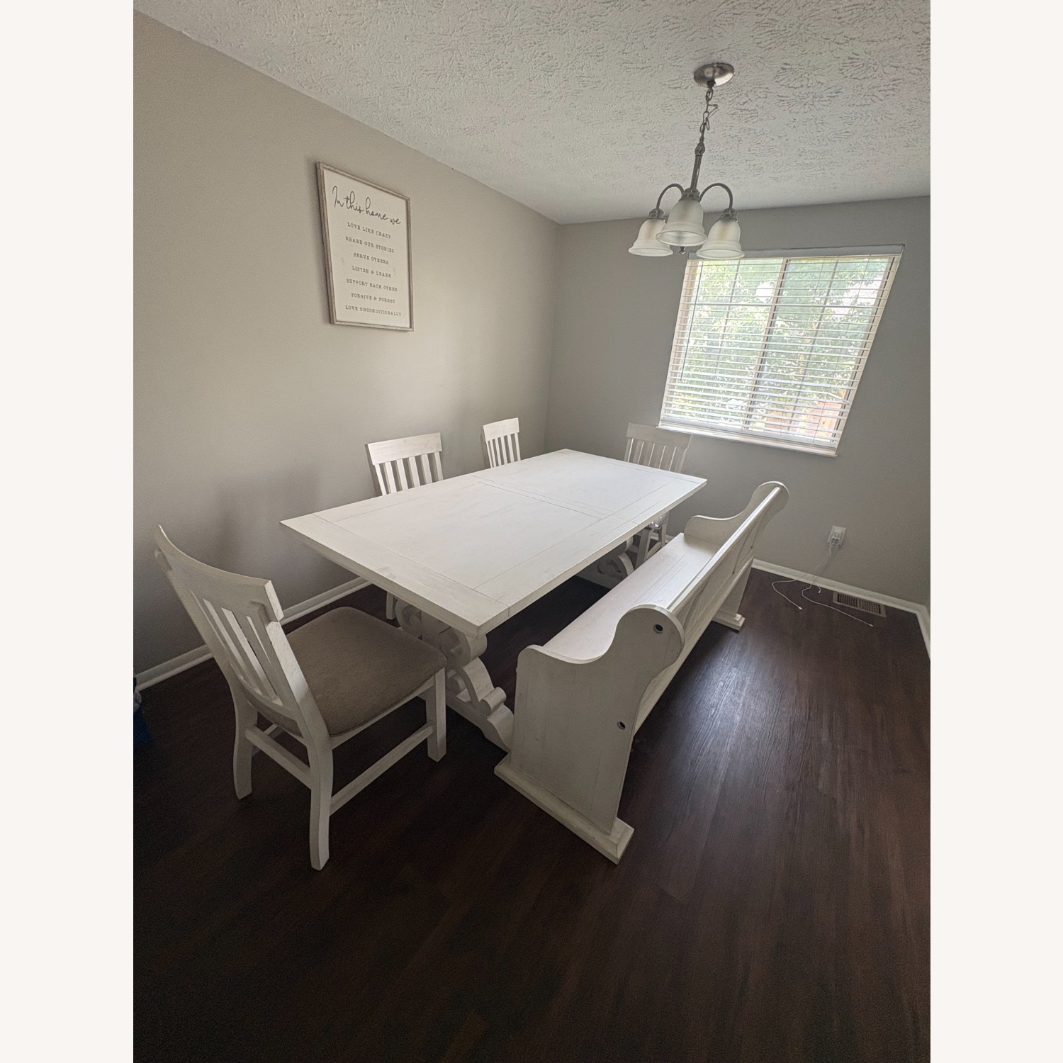 White Wooden Dining Set - Extendable Table - image-1