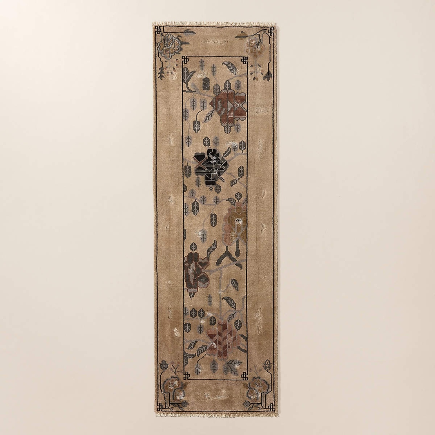 CB2 Fiora Hand-Knotted Light Brown New Zealand Wool Runner Rug 2.5'x8' - image-8