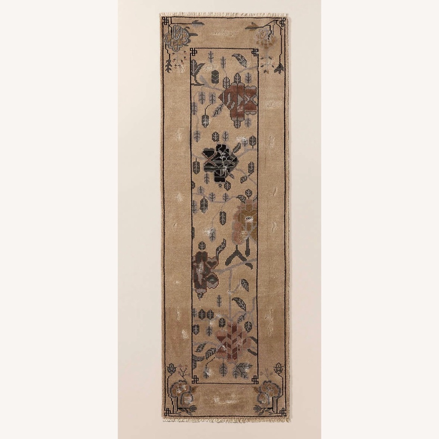 CB2 Fiora Hand-Knotted Light Brown New Zealand Wool Runner Rug 2.5'x8' - image-3