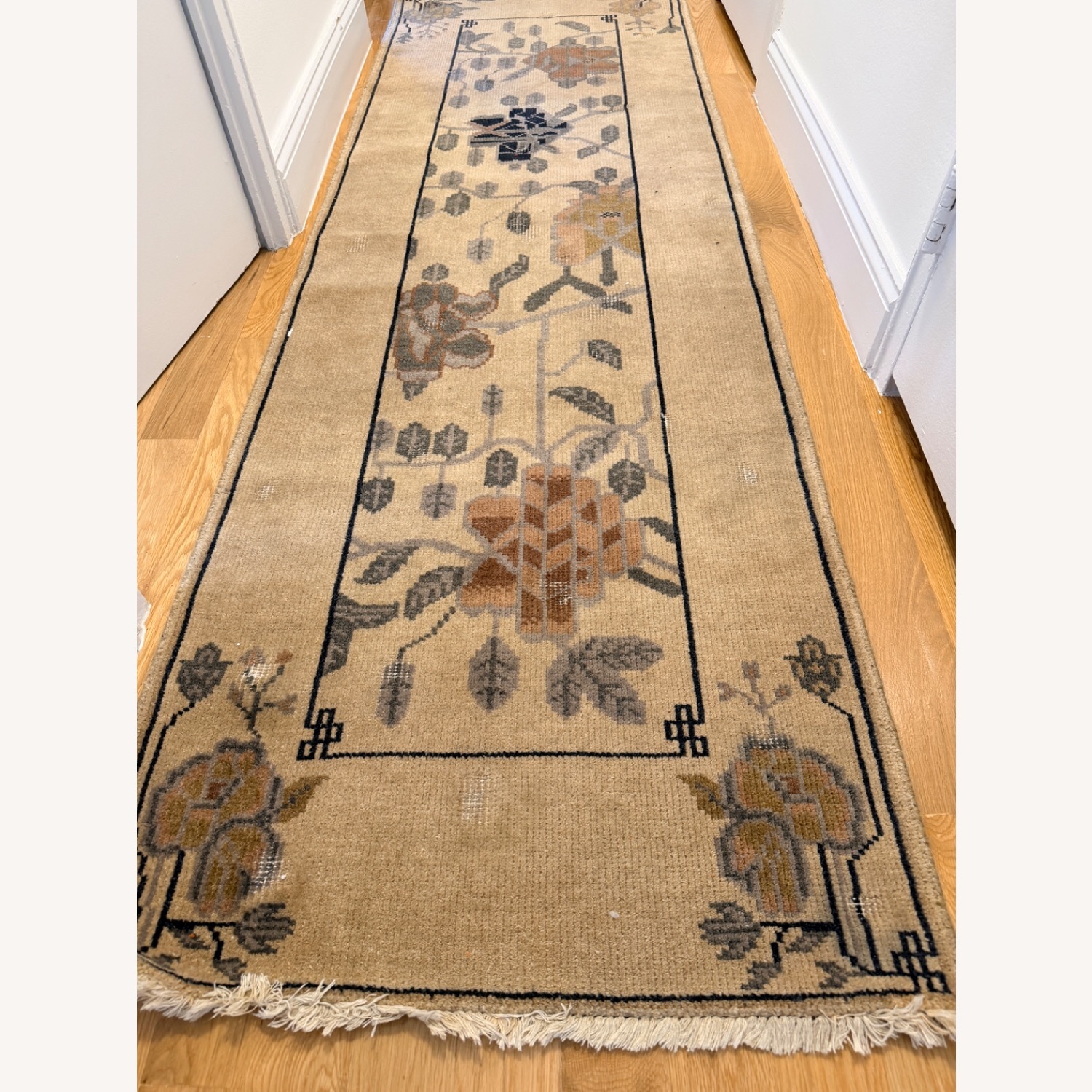 CB2 Fiora Hand-Knotted Light Brown New Zealand Wool Runner Rug 2.5'x8' - image-6
