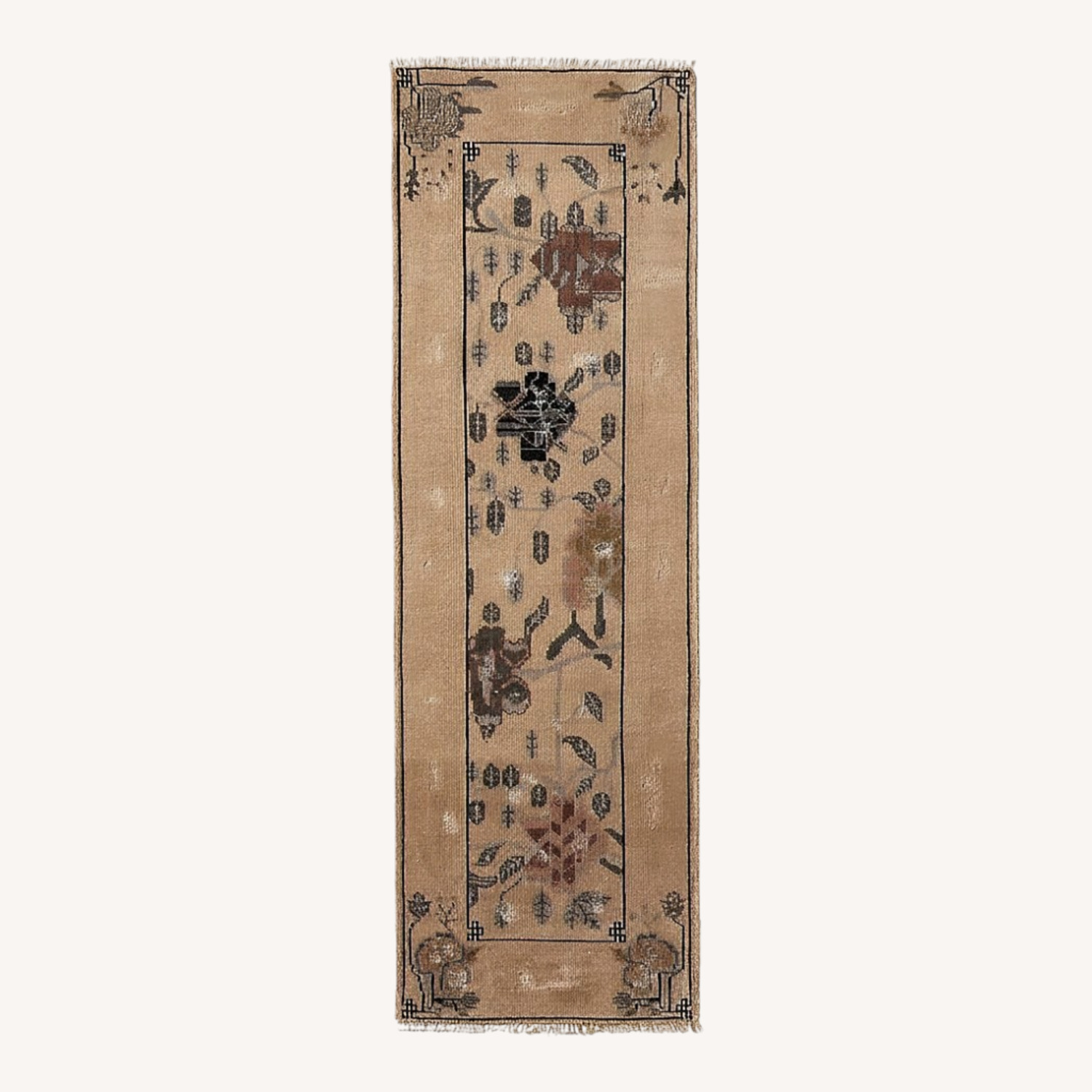 CB2 Fiora Hand-Knotted Light Brown New Zealand Wool Runner Rug 2.5'x8' - image-0