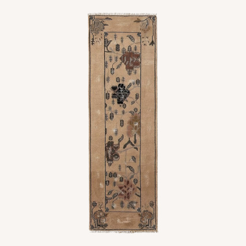 Used CB2 Fiora Hand-Knotted Light Brown New Zealand Wool Runner Rug 2.5'x8' for sale on AptDeco