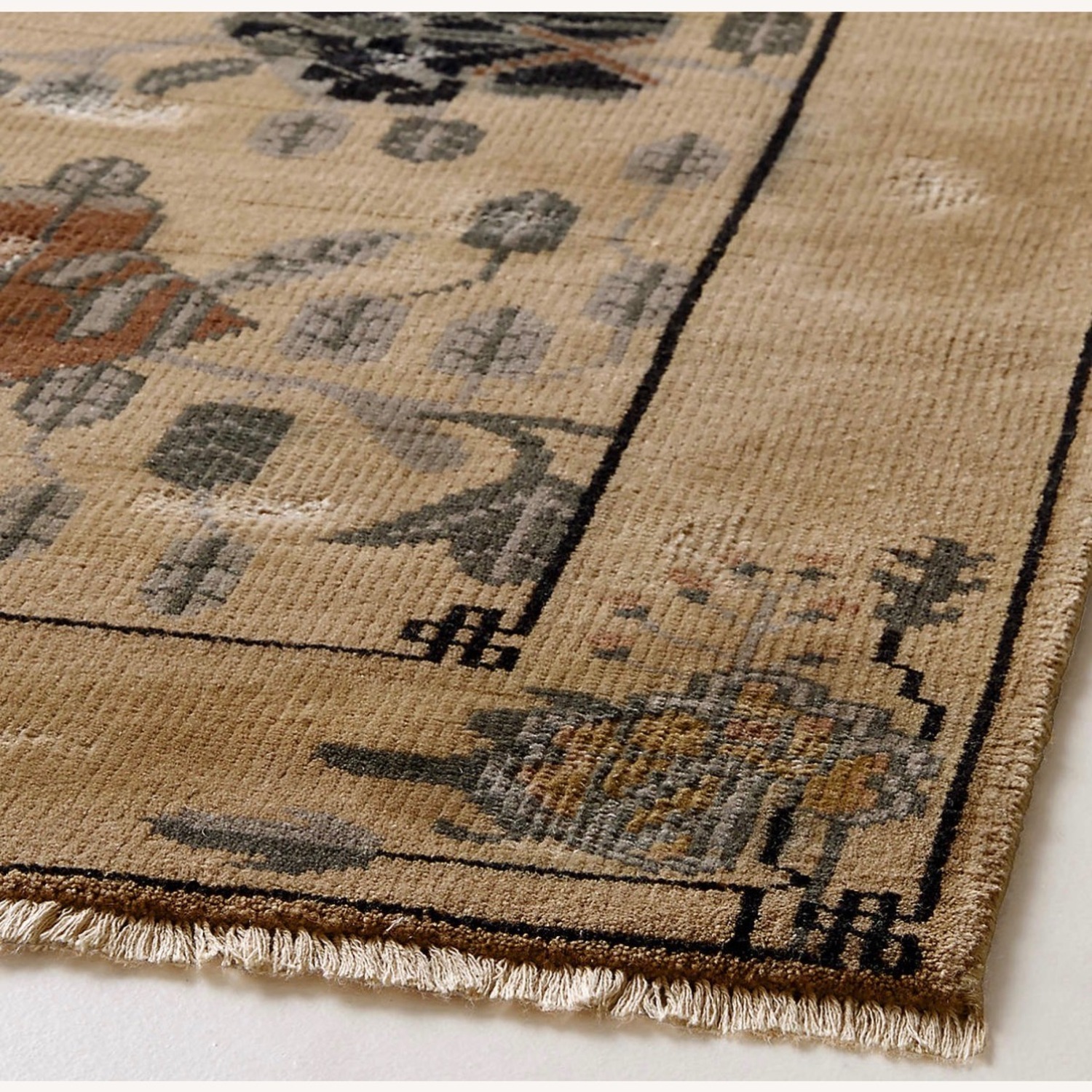 CB2 Fiora Hand-Knotted Light Brown New Zealand Wool Runner Rug 2.5'x8' - image-2