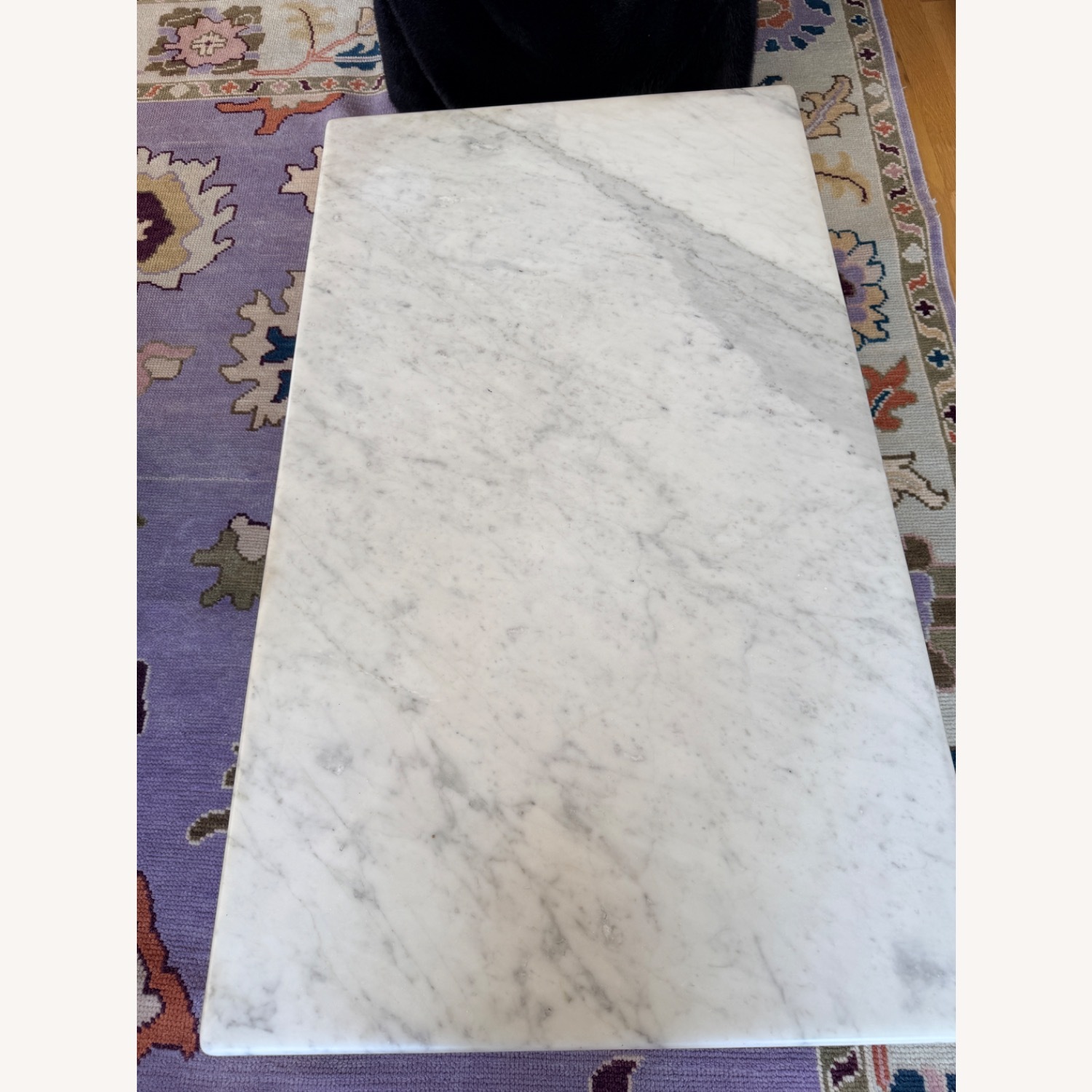 Restoration Hardware Forged Brass Carrera Marble Table - image-6