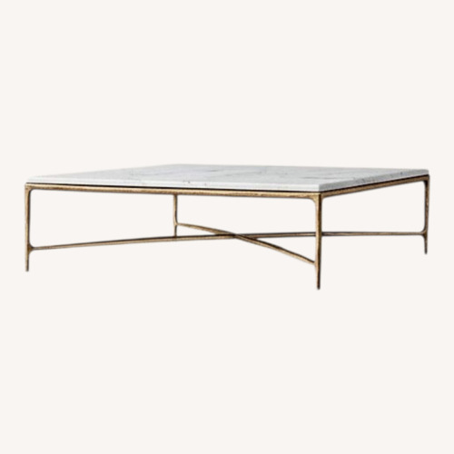 Used Restoration Hardware Forged Brass Carrera Marble Table for sale on AptDeco