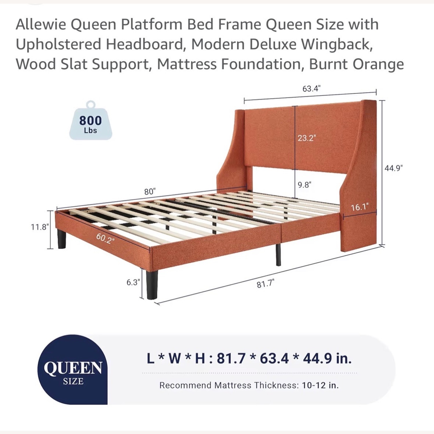 Allewie Orange Fabric Full Bed - image-2