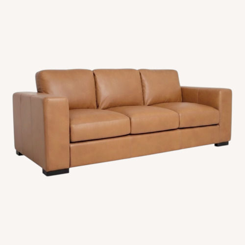 Used Light Brown Faux Leather 3+ Seater Sofa for sale on AptDeco