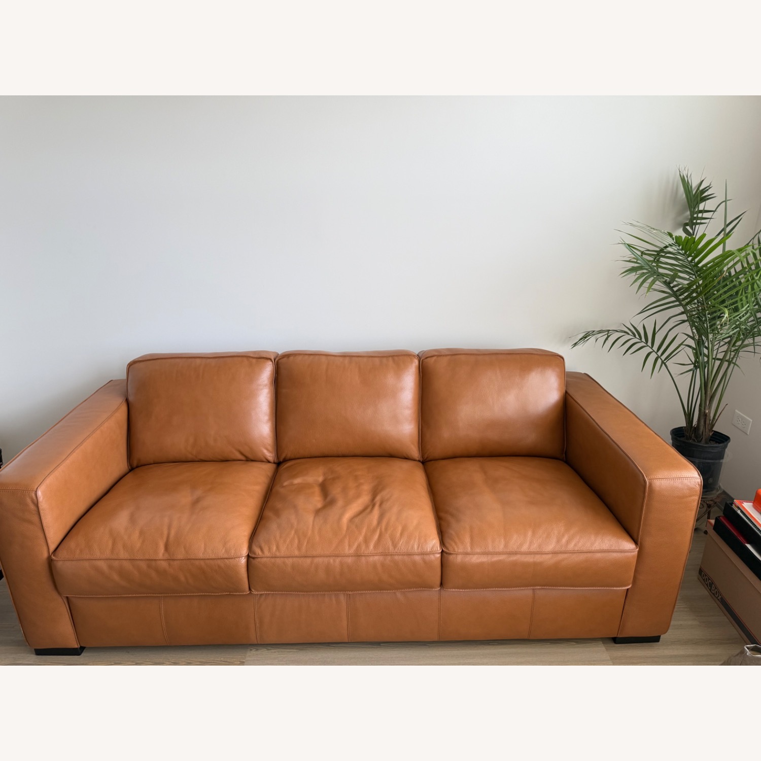 Light Brown Faux Leather 3+ Seater Sofa - image-2