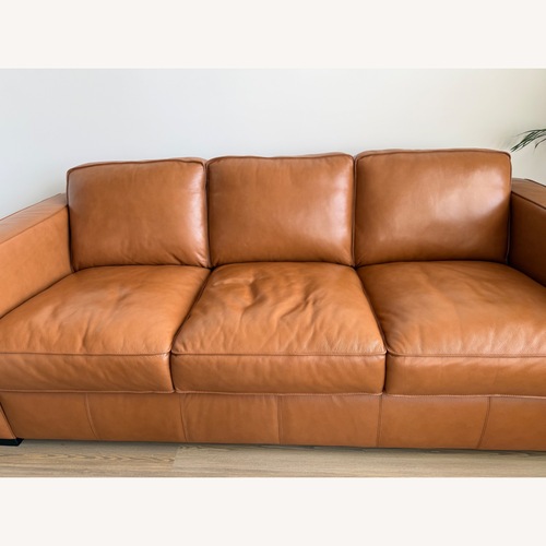 Used Light Brown Faux Leather 3+ Seater Sofa for sale on AptDeco
