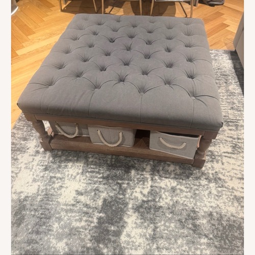 Used 36x36 Tufted Light Gray Wood Coffee Table for sale on AptDeco