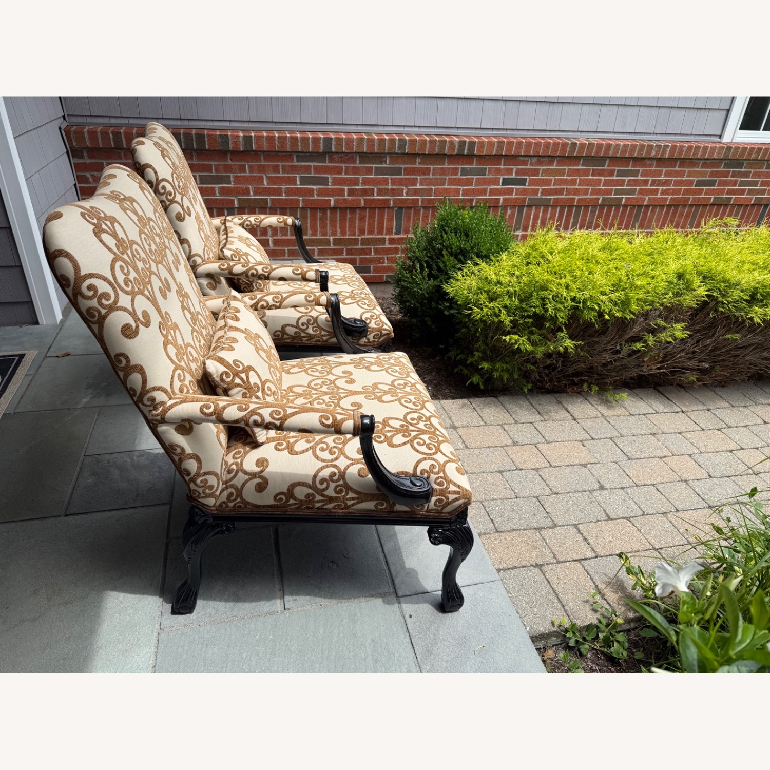 Traditional Chippendale-style Library Armchairs - image-4