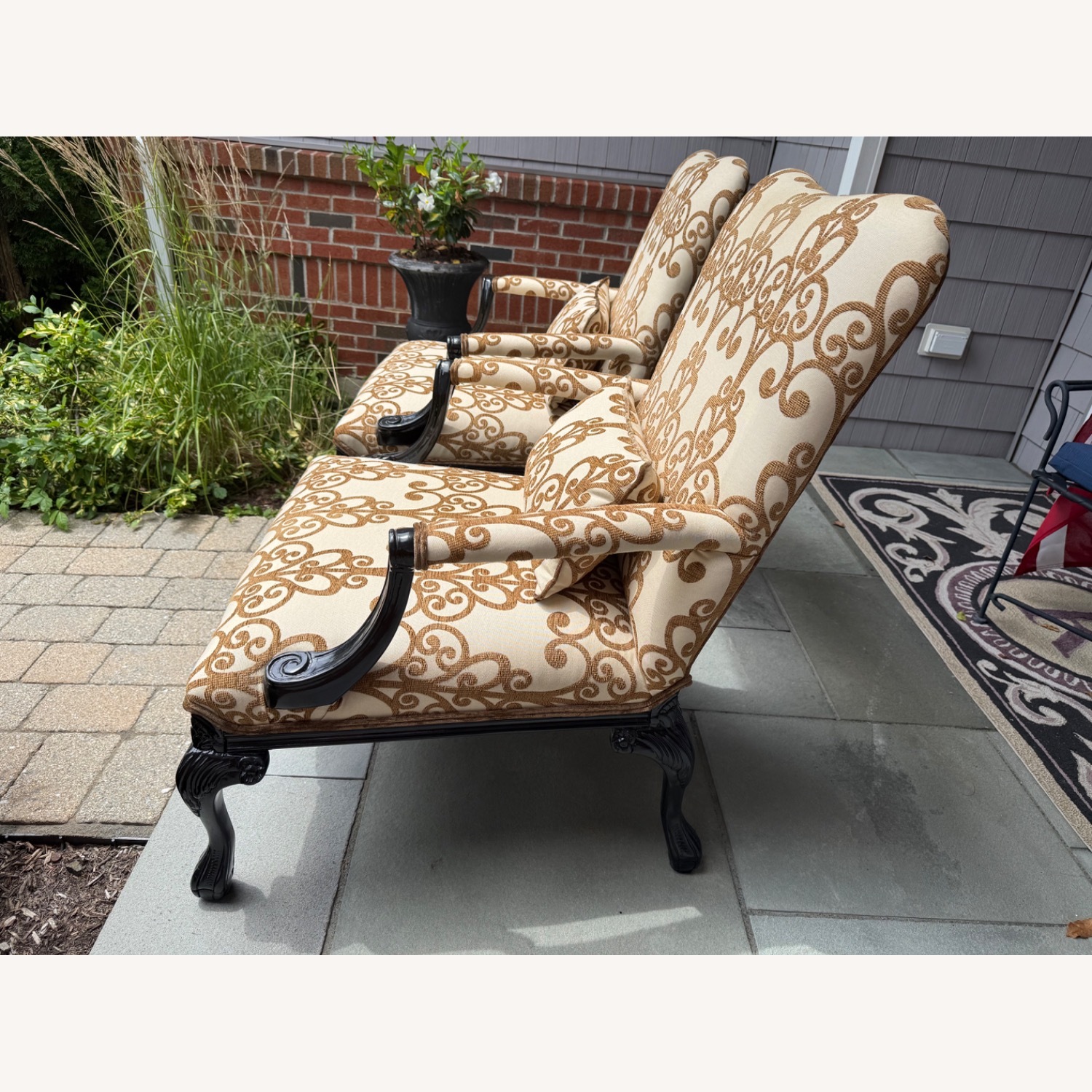 Traditional Chippendale-style Library Armchairs - image-3