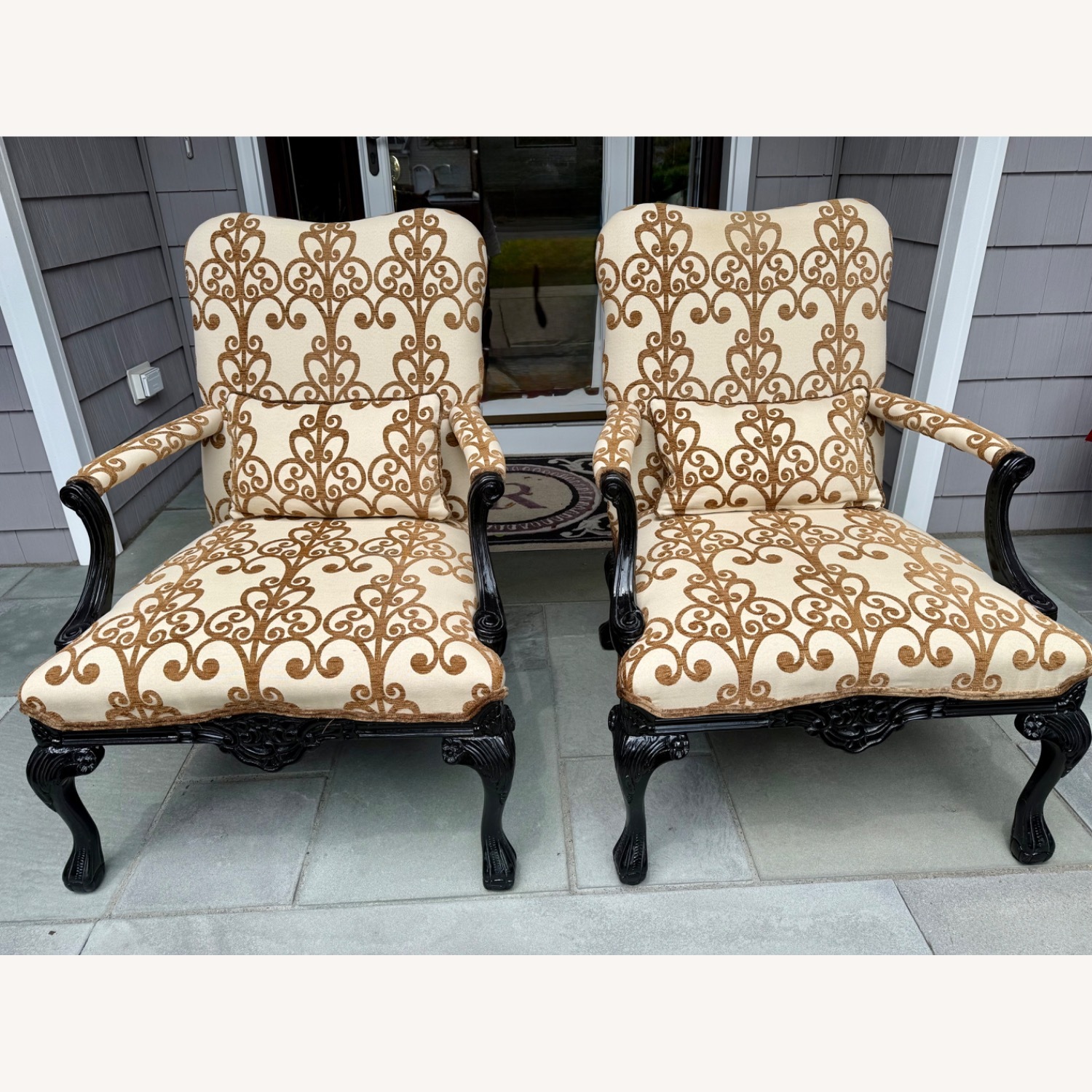 Traditional Chippendale-style Library Armchairs - image-1