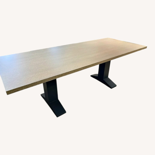Used Custom Rift-Cut Oak Stained Dining Table for sale on AptDeco