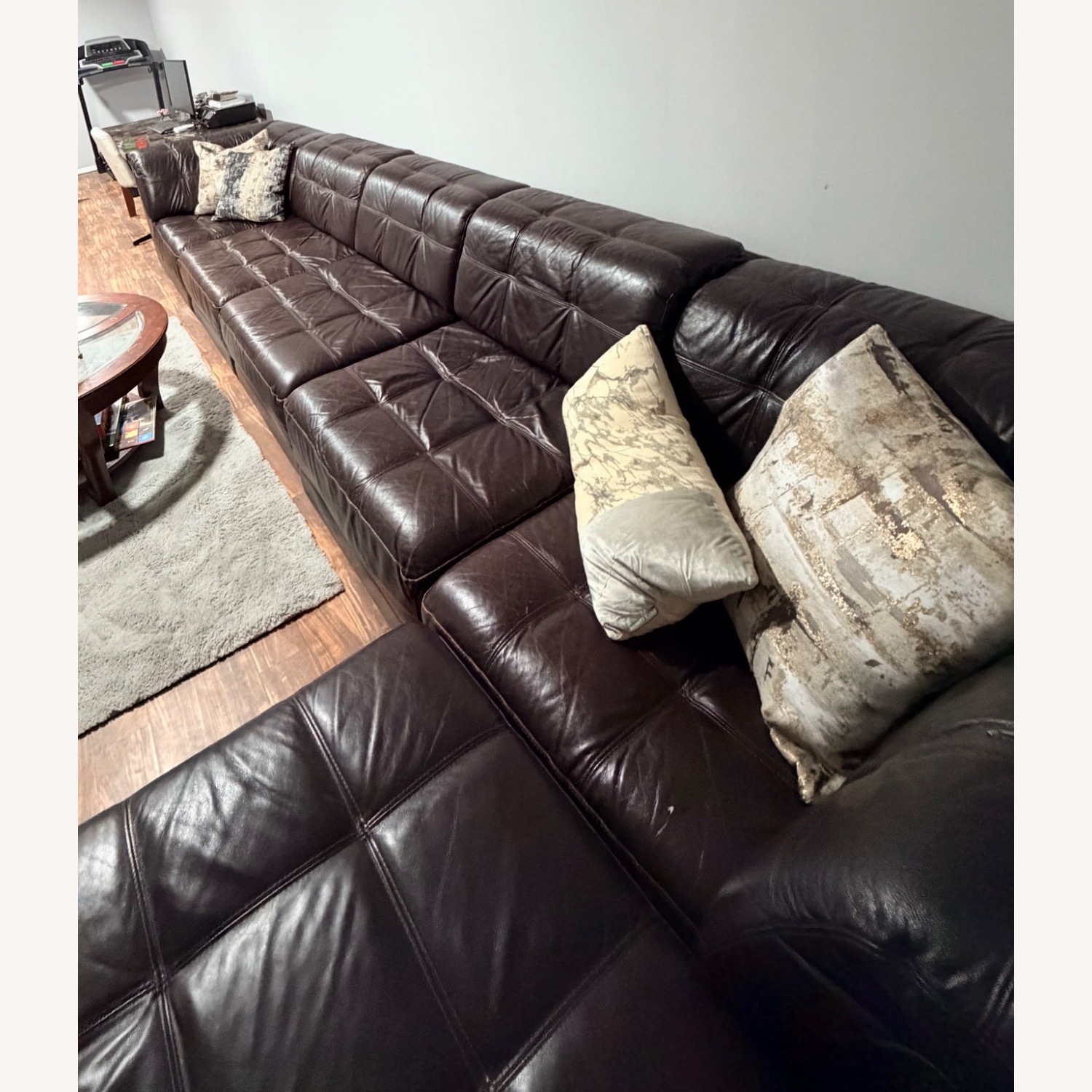 Dark Brown Leather 3+ Piece Sectional Sofa Set - image-3