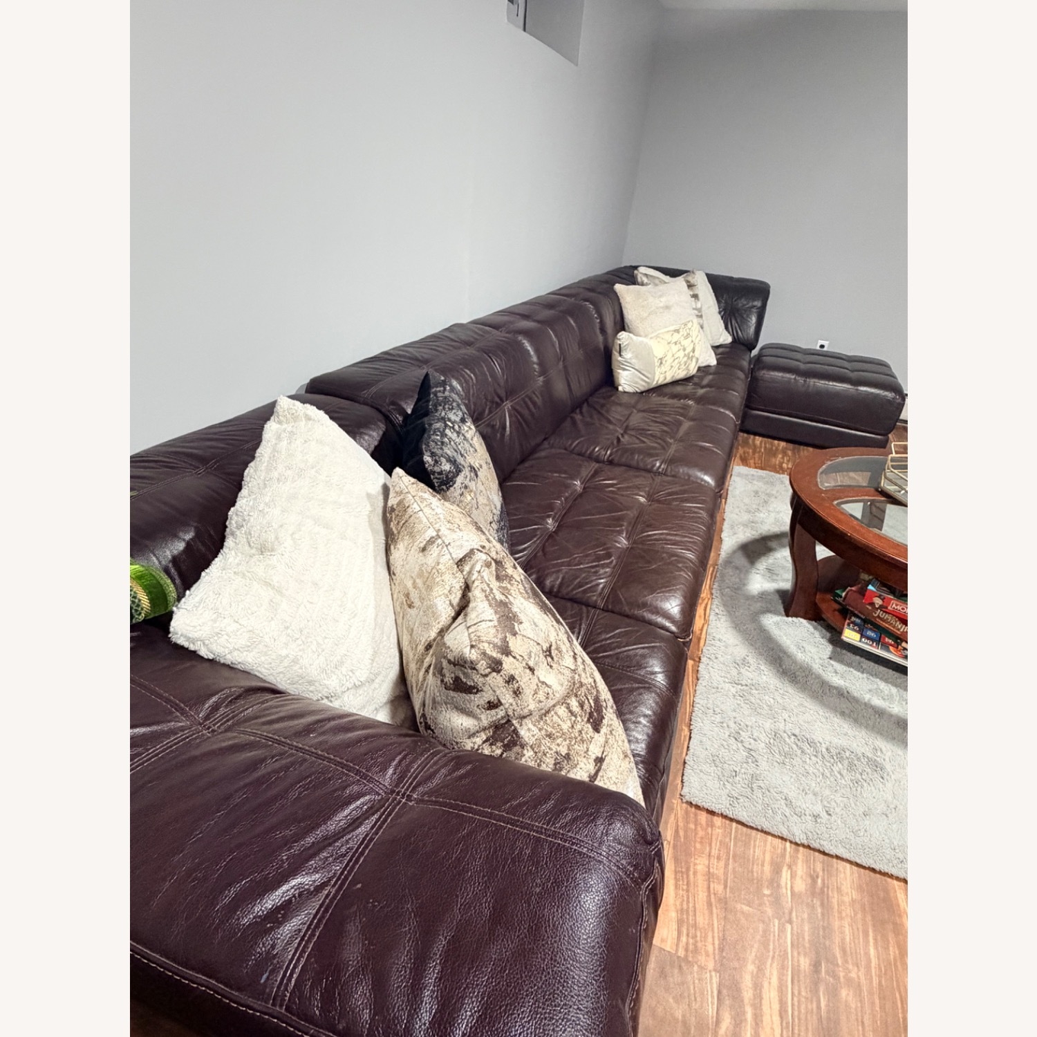 Dark Brown Leather 3+ Piece Sectional Sofa Set - image-7