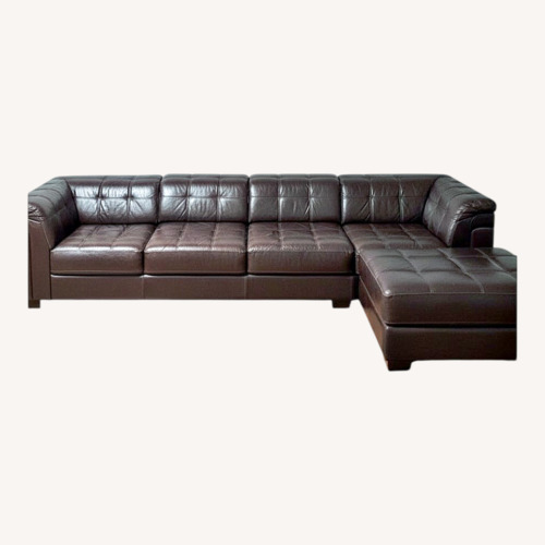Used Dark Brown Leather 3+ Piece Sectional Sofa Set for sale on AptDeco