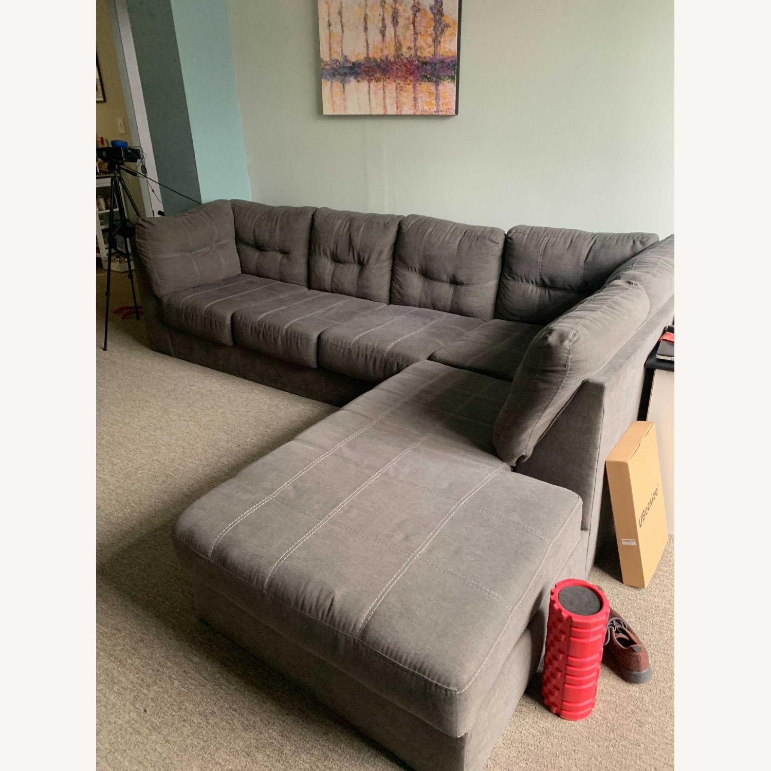 Ashley Furniture Marleton Gray Fabric Sectional with Chaise - image-2