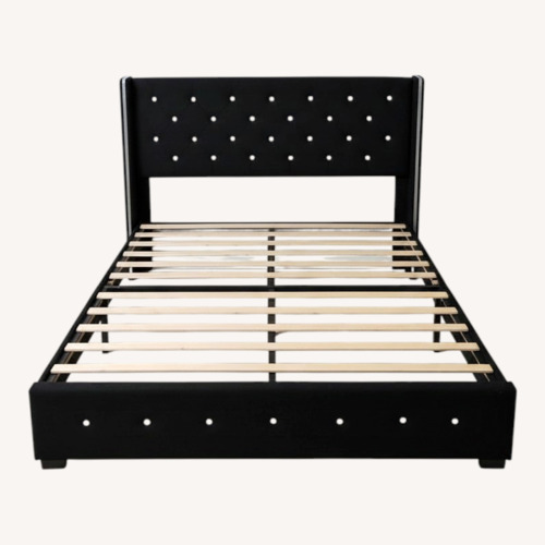 Used Queen Bed Frame w Diamond Tufted Design for sale on AptDeco