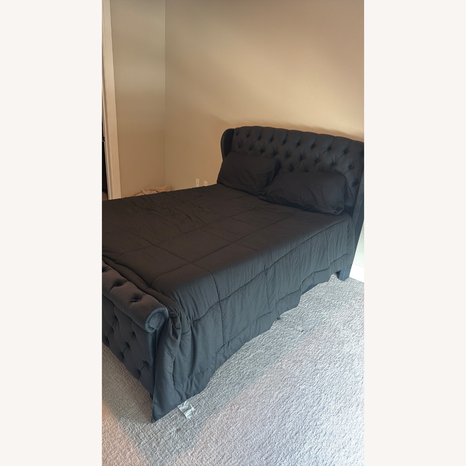 Wayfair Black Velvet Queen Bed - image-3