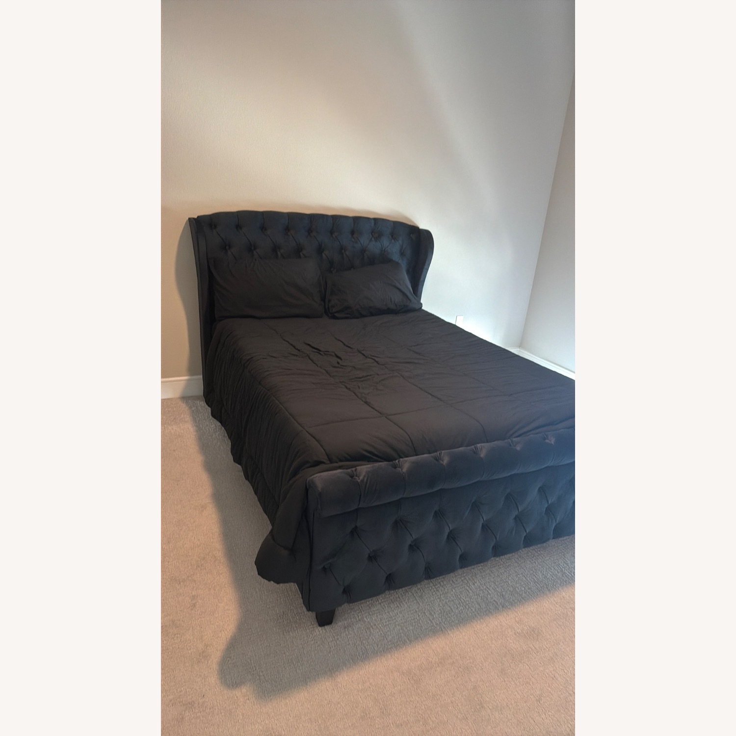 Wayfair Black Velvet Queen Bed - image-2