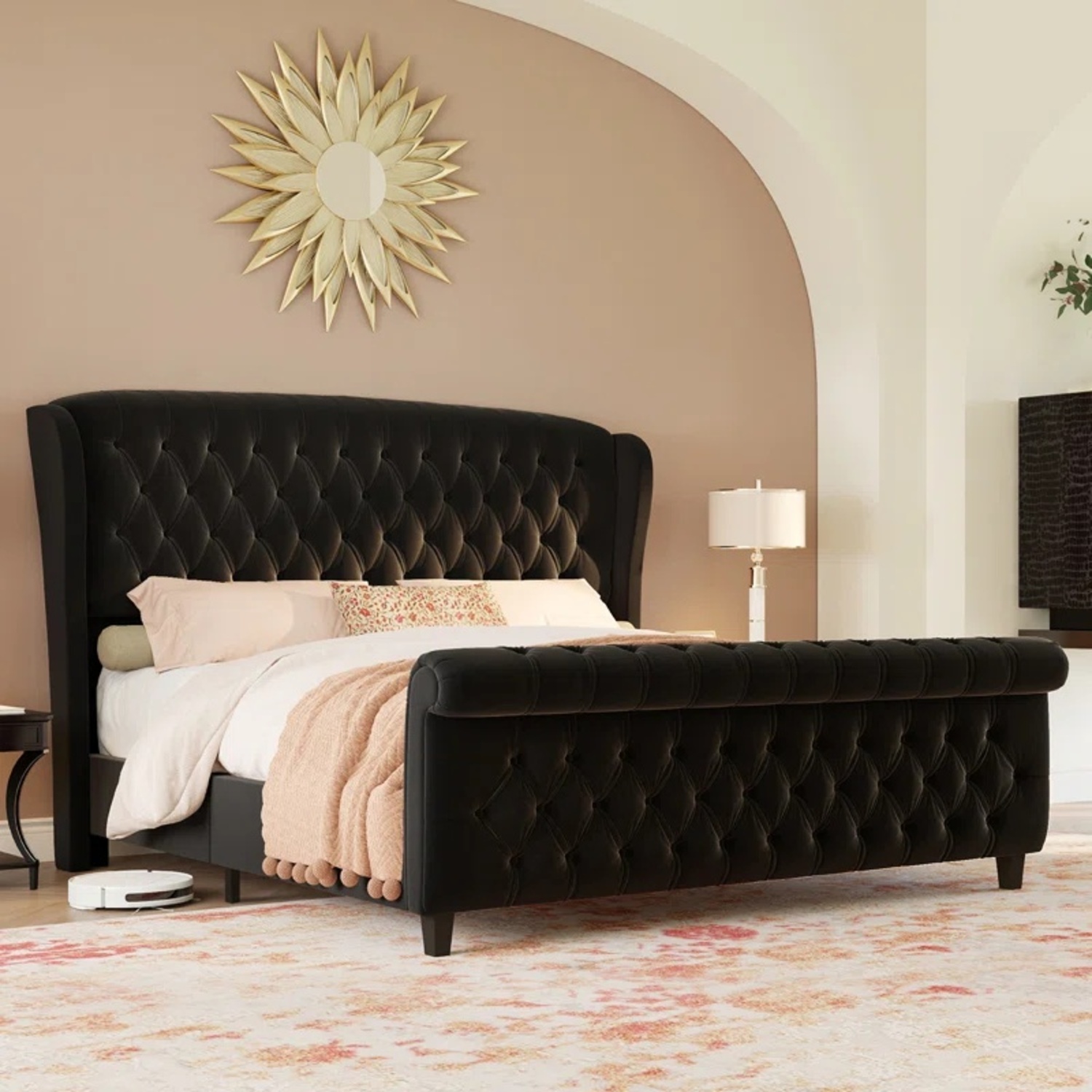 Wayfair Black Velvet Queen Bed - image-5