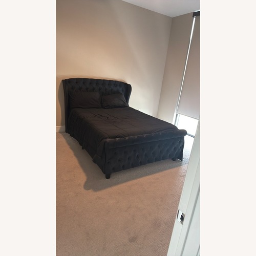 Used Wayfair Black Velvet Queen Bed for sale on AptDeco